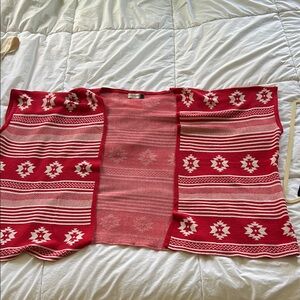 Red and White Patterned shawl/vest